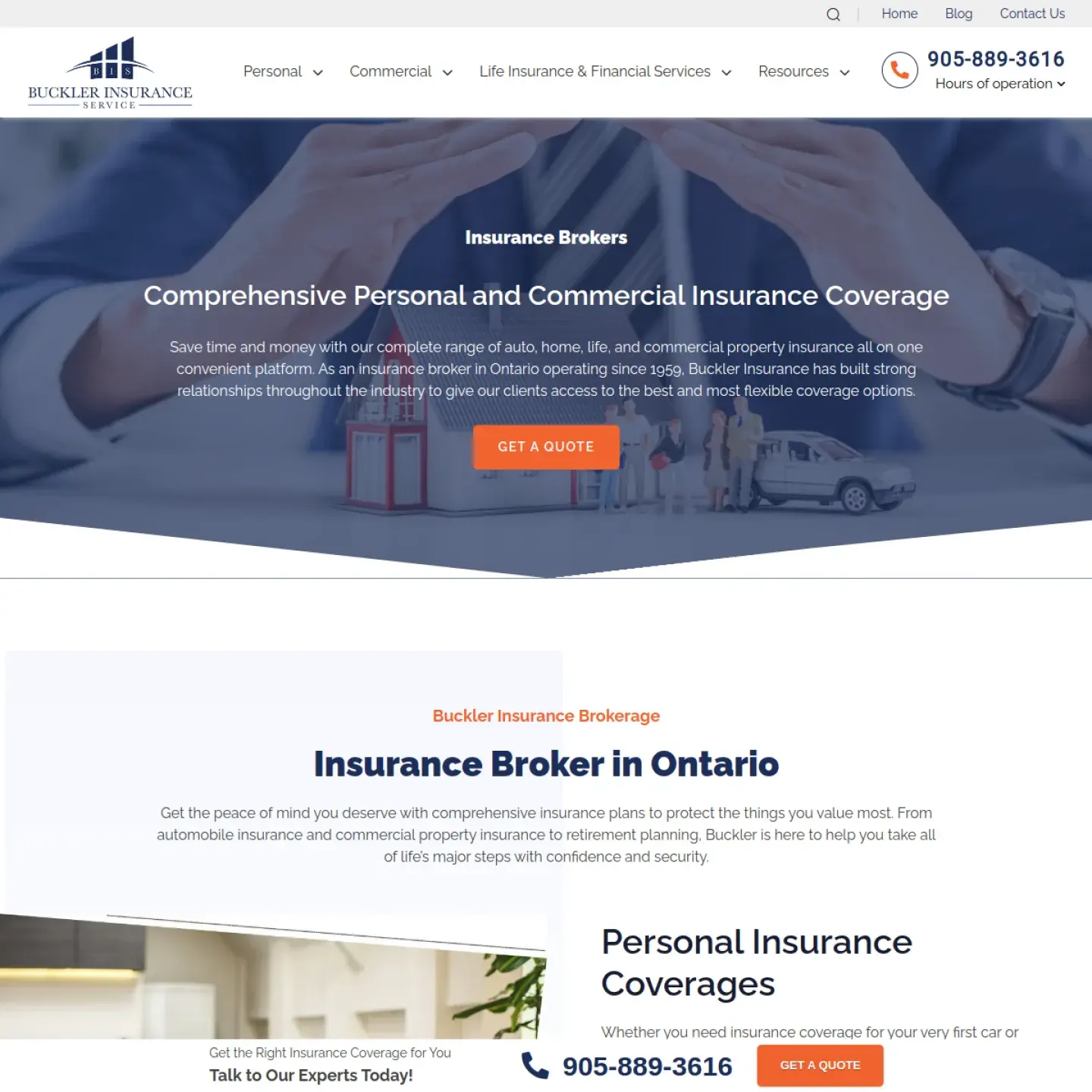 Buckler Insurance website homepage