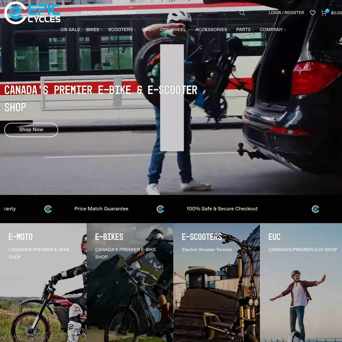 E-commerce website design, desktop
