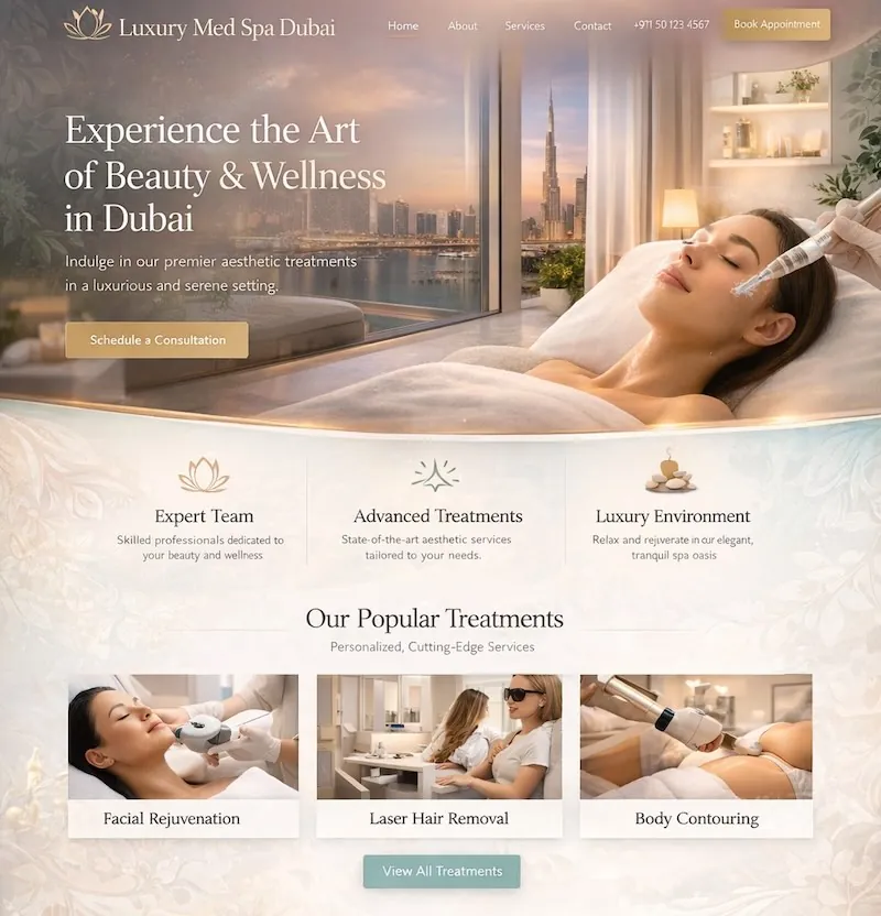 luxury med spa web design in dubai