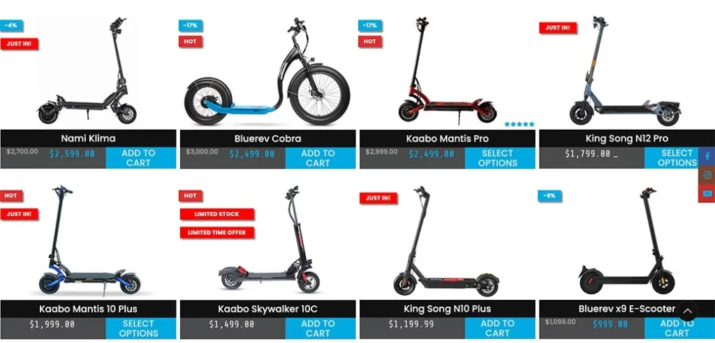 Epic Cycles Electric Scooters & eBikes Web Design website design by 2Marketing