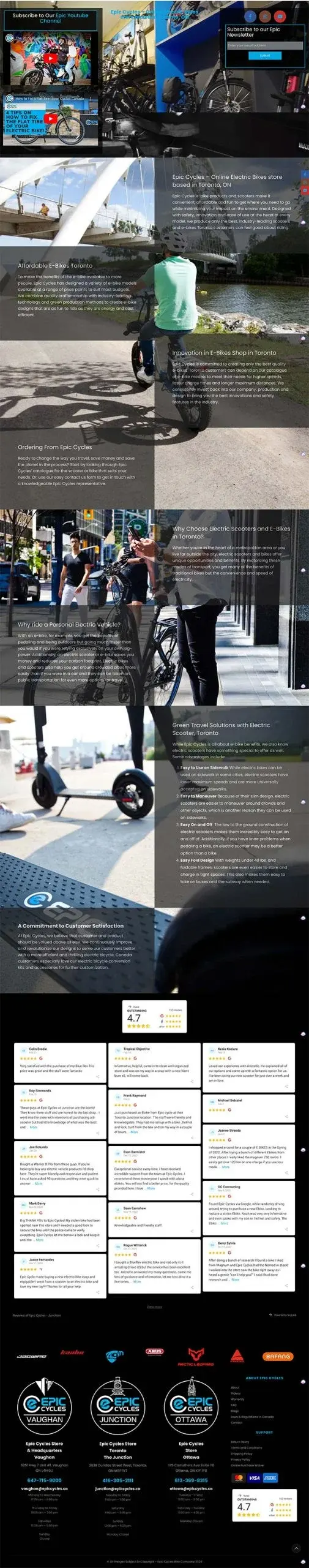 Epic Cycles Electric Scooters & eBikes Web Design website design by 2Marketing